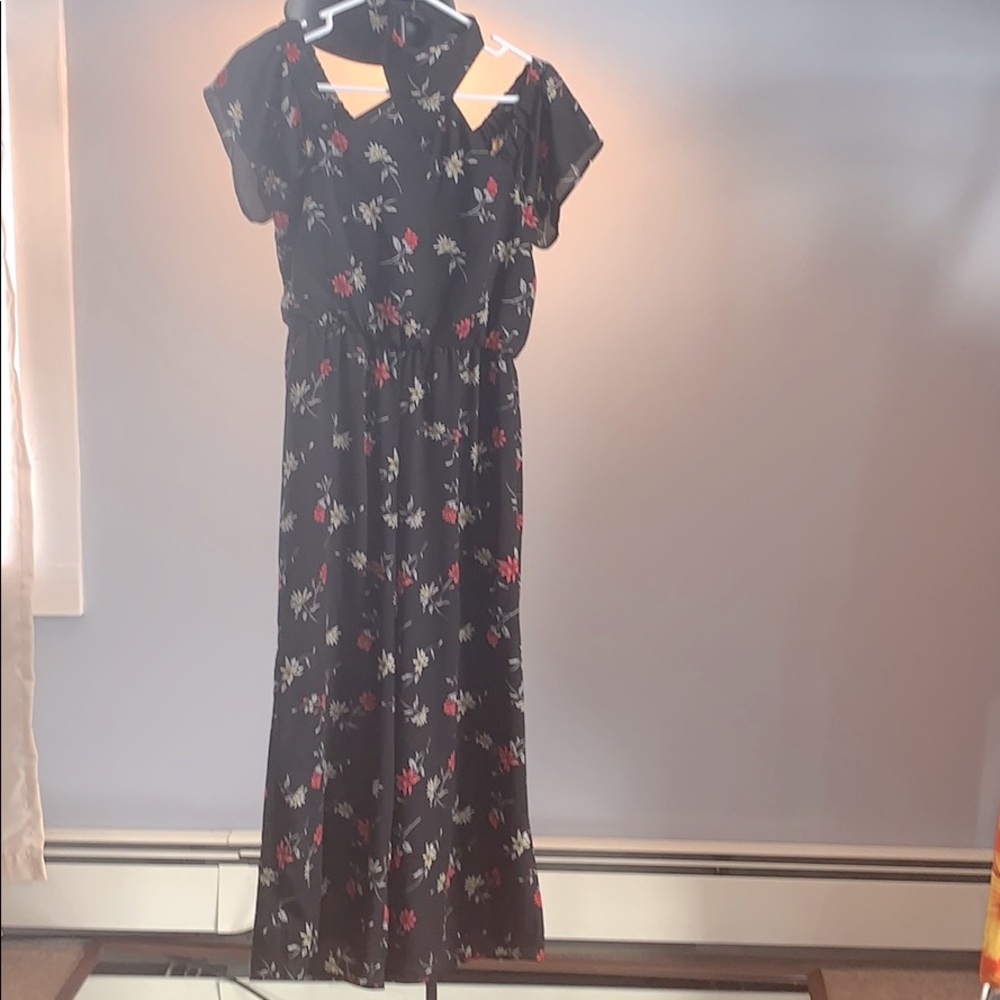 Floral black romper